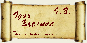 Igor Batinac vizit kartica